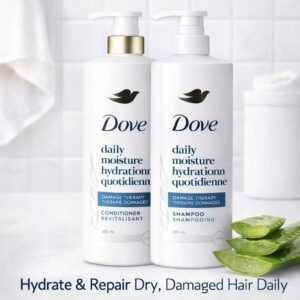 Duo Shampooing & Après-Shampooing Dove Daily Moisture – Hydratation & Réparation – 1,18 L